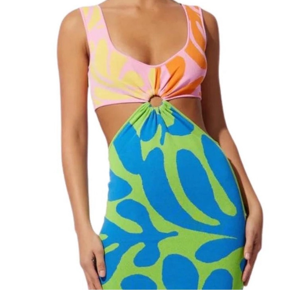 SOLID & STRIPED Pink and Orange Bikini with Cut-Out Design